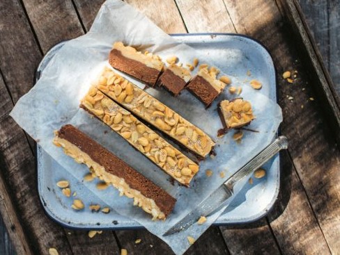 Layered Salted Caramel Peanut Fudge